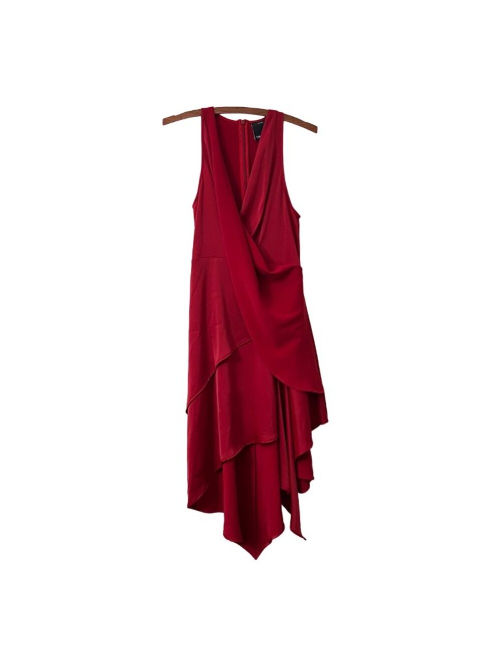 Revolve C/Meo Collective Red Draped Vneck Layered Sleeveless Hi Lo Dress XSmall
